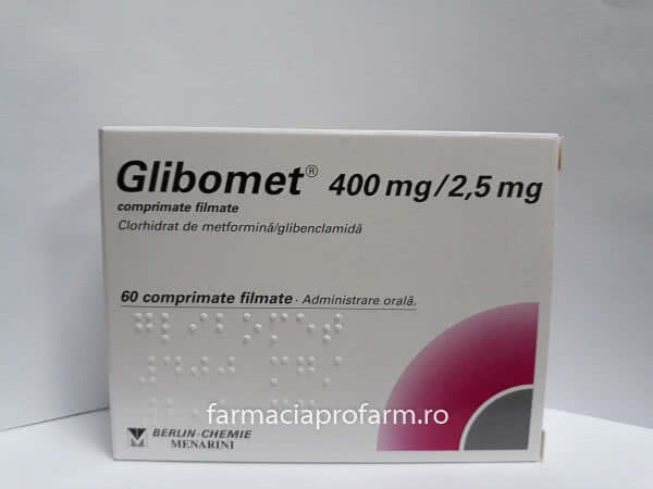 Glibomet 400mg/2.5mg 3blis.x 20 compr.film - Medicament - Farmacia Profarm